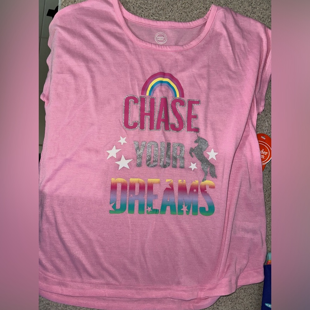 NWT Wonder Nation Girls Graphic Tank Tops Pink White Size xl 14/16
